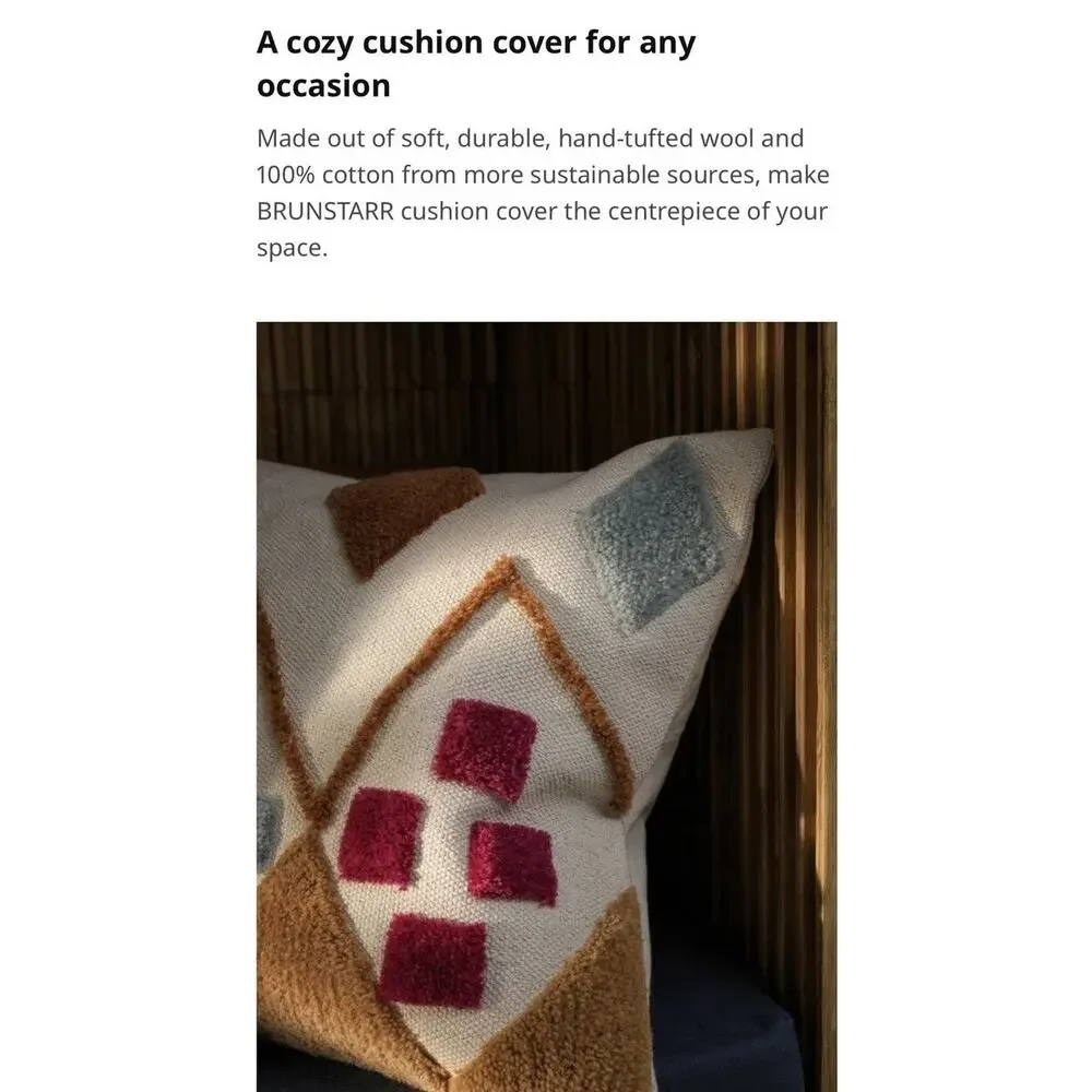 Ikea Brunstarr 2 Cushion Covers 20x20 Accent Pillow Cases Wool Cotton Home Decor